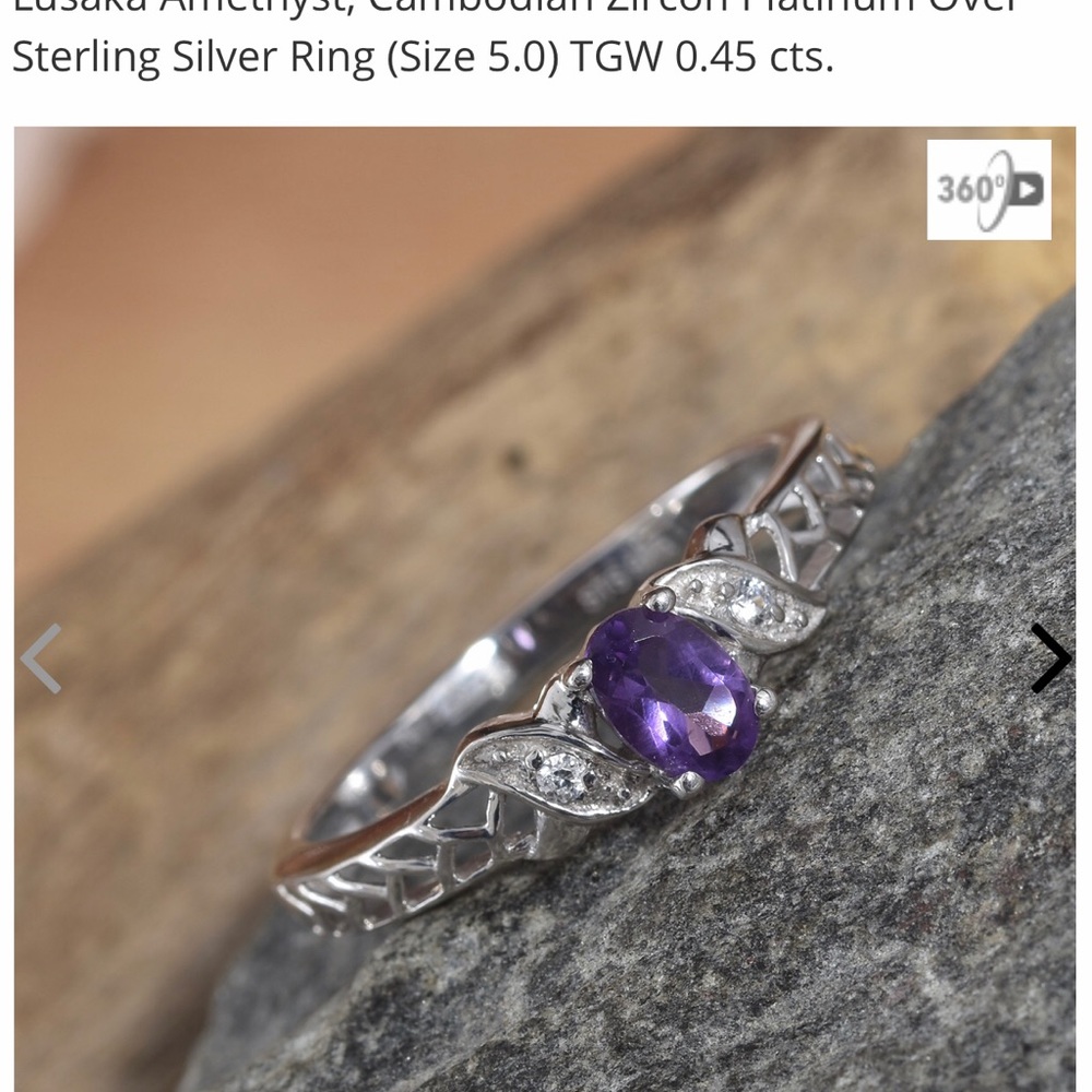 Lusaka amethyst Cambodian zircon platinum over SS